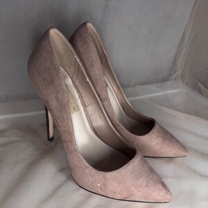 Shoe Dazzle Tan Heels with Classic Pointed Toe